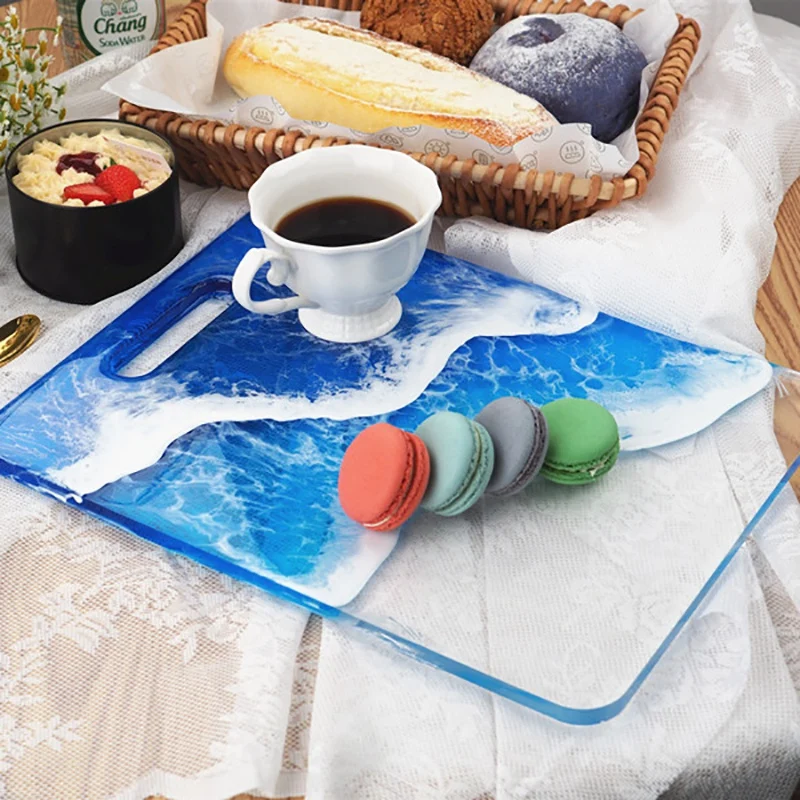 

DIY Crystal Epoxy Resin Mold Large Rectangular Handle Tray Silicone Mold Handmade Mirror Table Silicone Mold for Resin