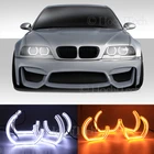 Для BMW E46 325i 325xi 330i 330xi с HID головной светильник s 1999-2005 Кристалл DTM стиль светодиодный светильник ангельские глазки белый и желтый поворот