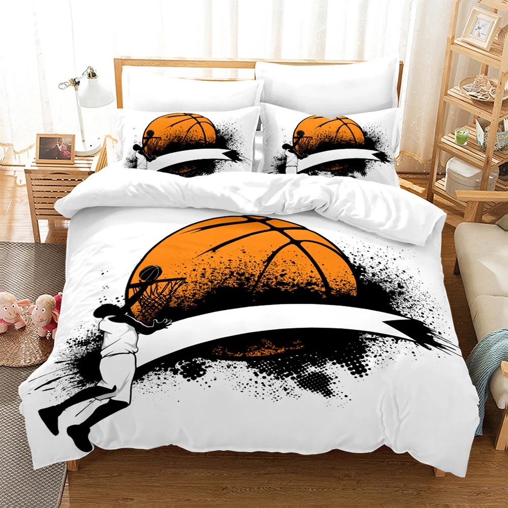 

3D Full Size Basketball 3pcs Bedding Set Duvet Cover Sets With Pillowcase Quilt Cover Double Sided Bed Linings Bedclothes