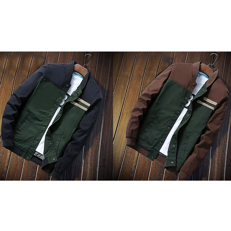 Осеннее приталенное пальто для молодых мужчин Бомбер с капюшоном мужская куртка