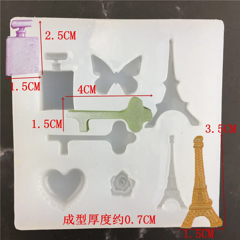 DIY клей силиконовые аксессуары плесень труба Эйфелева башня ключ бабочка любовь