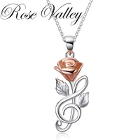 rose valley rose flower pendant necklace for women musical note pendants fashion jewelry girls gifts rsn024