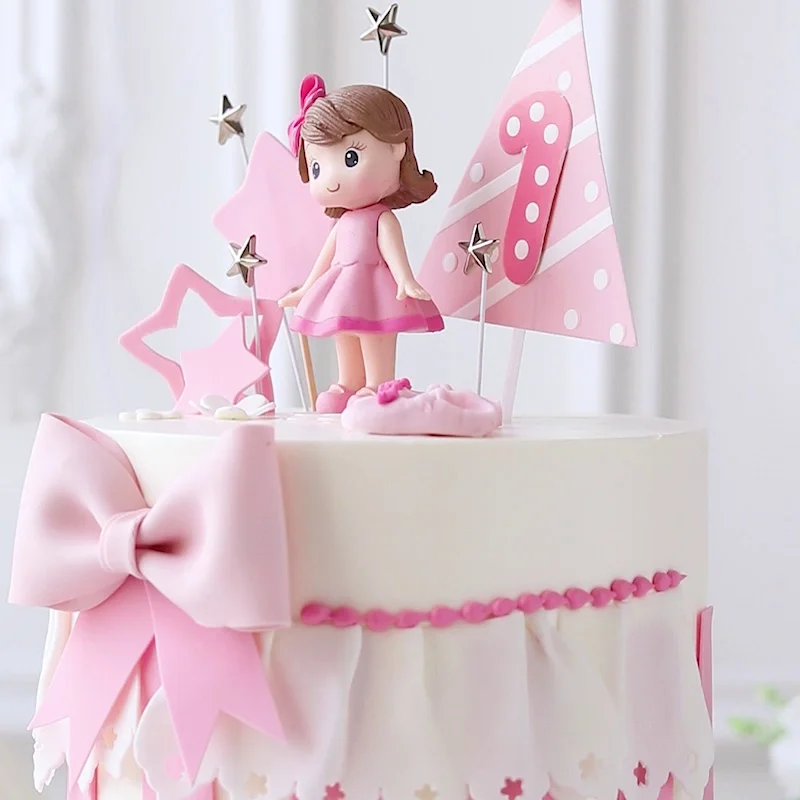 

Children's Day Girls Cake Toppers Decorations Little Princess Decor Baby Birthday Party Baking Star Doll Happy New Year Gifts