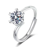 trendy 1 carat s925 silver snowflake moissanite ring women jewelry real d color vvs moissanite engagement adjustable ring gift