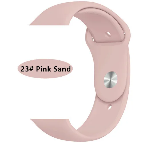 pink sand 23 Новые спортивные силиконовые часы для apple watch band 4 44 мм 40 мм(iwatch 5) apple watch 3 2 1 42 мм 38 мм аксессуары для наручных браслетов - Цвет ремешка: pink sand 23