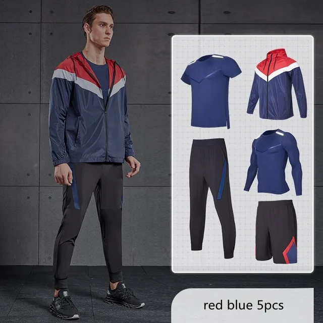 Vansydical, мужские спортивные комплекты для бега, для тренировок, бега, спортивная одежда, для занятий спортом, физкультурой, костюмы, 5 шт., для спортзала, баскетбола - Цвет: A3