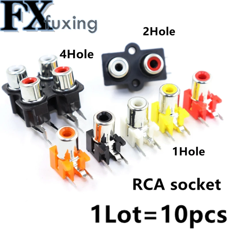

10PCS AV Socket AV-8.4-5 BLACK Single-Hole RCA Female 3 Pins Jack Outlet Board AV Concentric Socket Lotus Socket 1 2 4 6 8 Holes