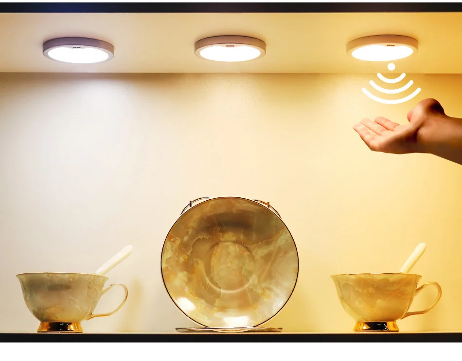 3W Motion Sensor 12V LED Light Puck Lamp Kitchen Under Cabinet Light Wardrobe Cupboard Closet PIR Night Lighting