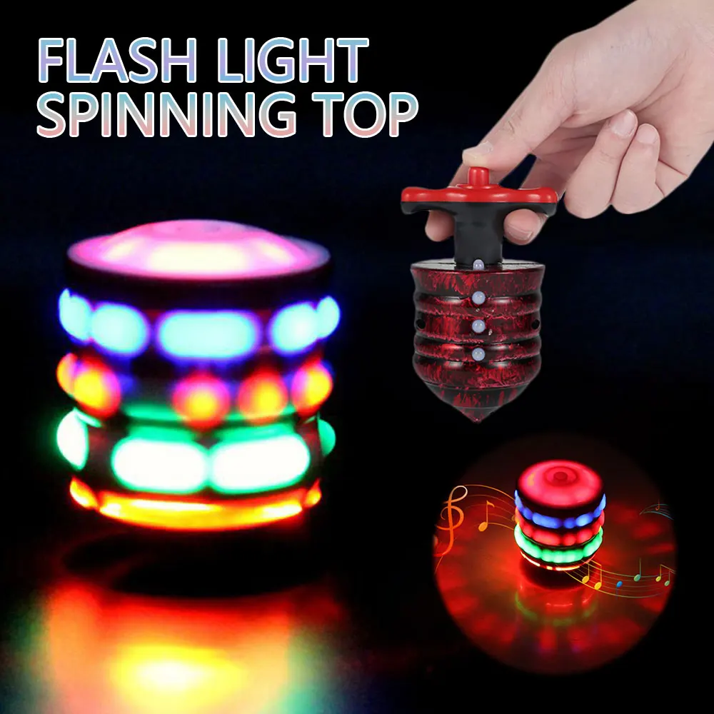 

1Pc Music Flash Electric Gyroscope Top Plastic Wooden Colorful LED Flash Light Spinning Tops Kids Gyro Toys Laser Music Gyro