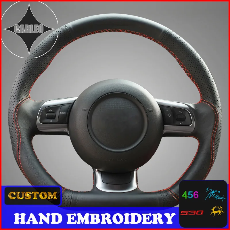 Holder for Audi TT RS 8J RS3 8P Sportback 2009-2014 Suede Leather Custom Stitchwork Embroidery Steering Wheel Cover Top Layer