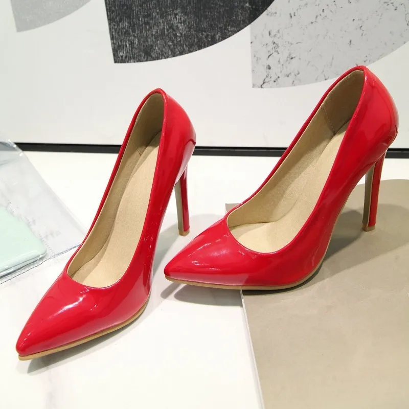 2022 New Spring Lady Pumps Thin High Heels Pointed Toe Women Sexy Office Shoes Plus Size Fashion Red Black Female Footwear G0002