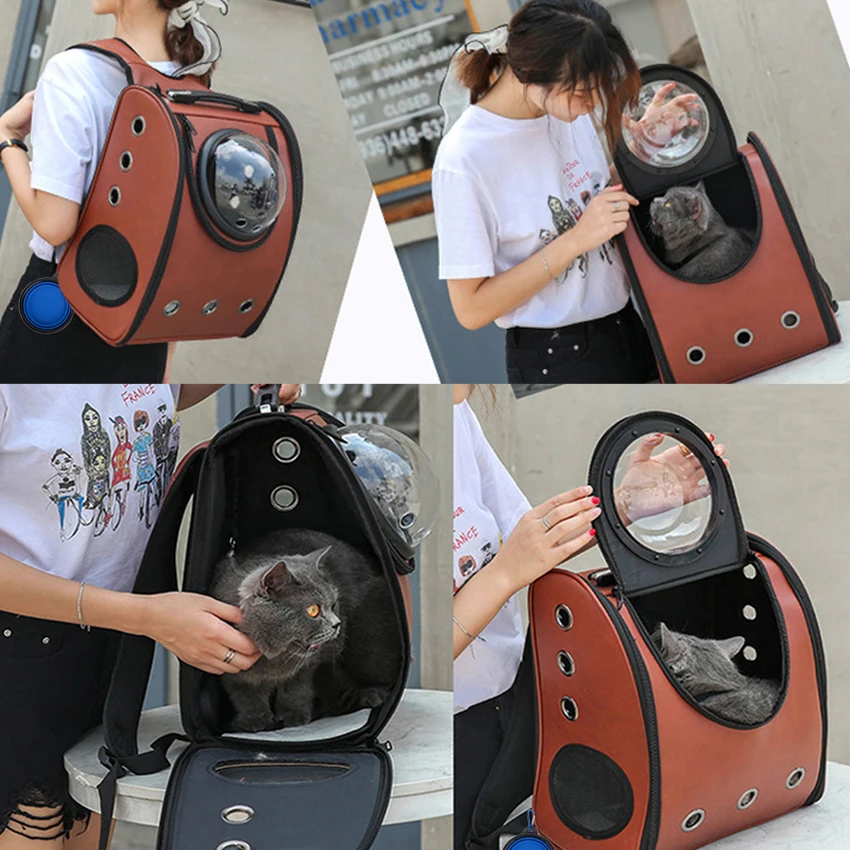

Cat carrier Backpack Breathable Travel Leather Shoulder Bag for Pet Cat Soft Capsule Bag Outdoor Portable Packaging Carrier