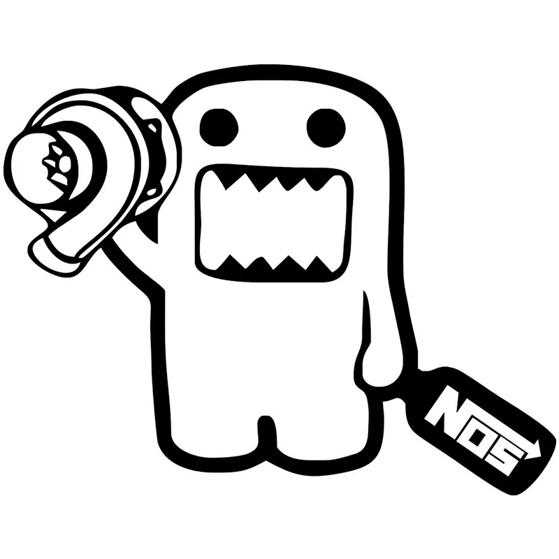 

15x12cm funny car stickers cartoon lovely DOMO TURBO AND NOS for volkswagen car stickers and decals KK Vinyl
