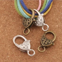 crystal hole heart shape claw lobster clasps charm beads 50pcs 26 7x13 5mm zinc alloy bronze jewelry findings l1015