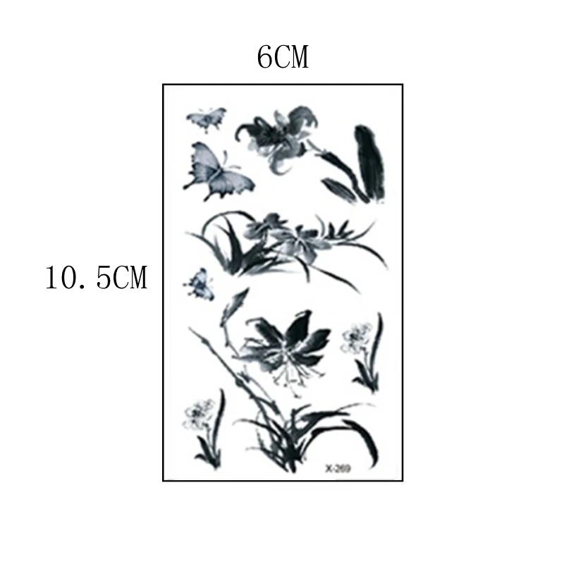Temporary Small Tattoo Stickers For Men And Women, Black Flowers, Geometric False Tattoos, Waterproof And Durable, Arms, Legs