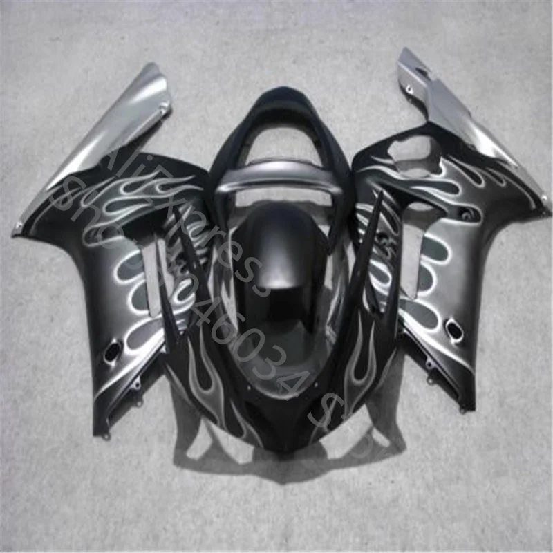 

Motorcycle Panel Fairing Bodywork Complete Fit For ZX6R 636 2003 2004 ZX-6R 6R 0304 black gray flames Fairing