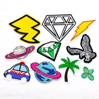 eagle police coconut tree diamond lightning planet icon embroidery applique patch for clothing diy iron on badge on the backpack
