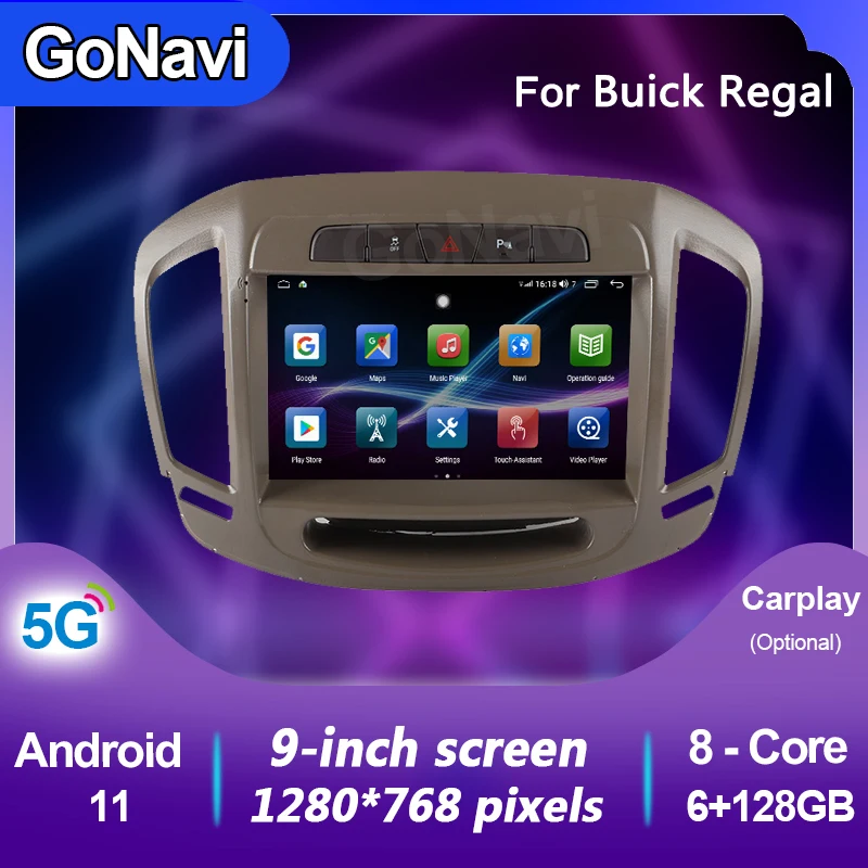 

GoNavi android 11 car radio Central Multimedia intelligent system tonch screen with gps Navigation MP5 For Buick Regal 2014-2015