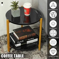 Modern Coffee Table Nordic Gold Metal Double-layers Sofa Side Table Corner Tea Service Table Round Living Room Bedside Table