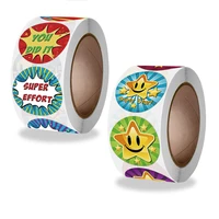 qiduo 500pcs cute labels reward star stickers motivational stickers roll for kids for school reward students teachers