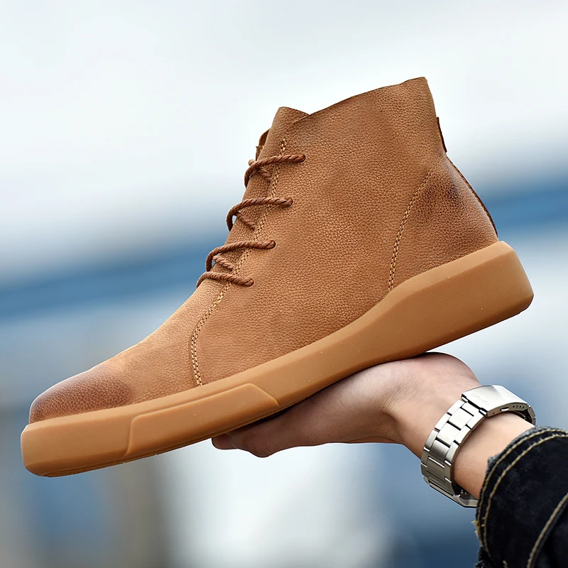 

Winter Shoes For Men Gumboots Motorcycle Boots Men Men's Leather For Platform Chelsea Suede Rubber Mens Army Cowboy