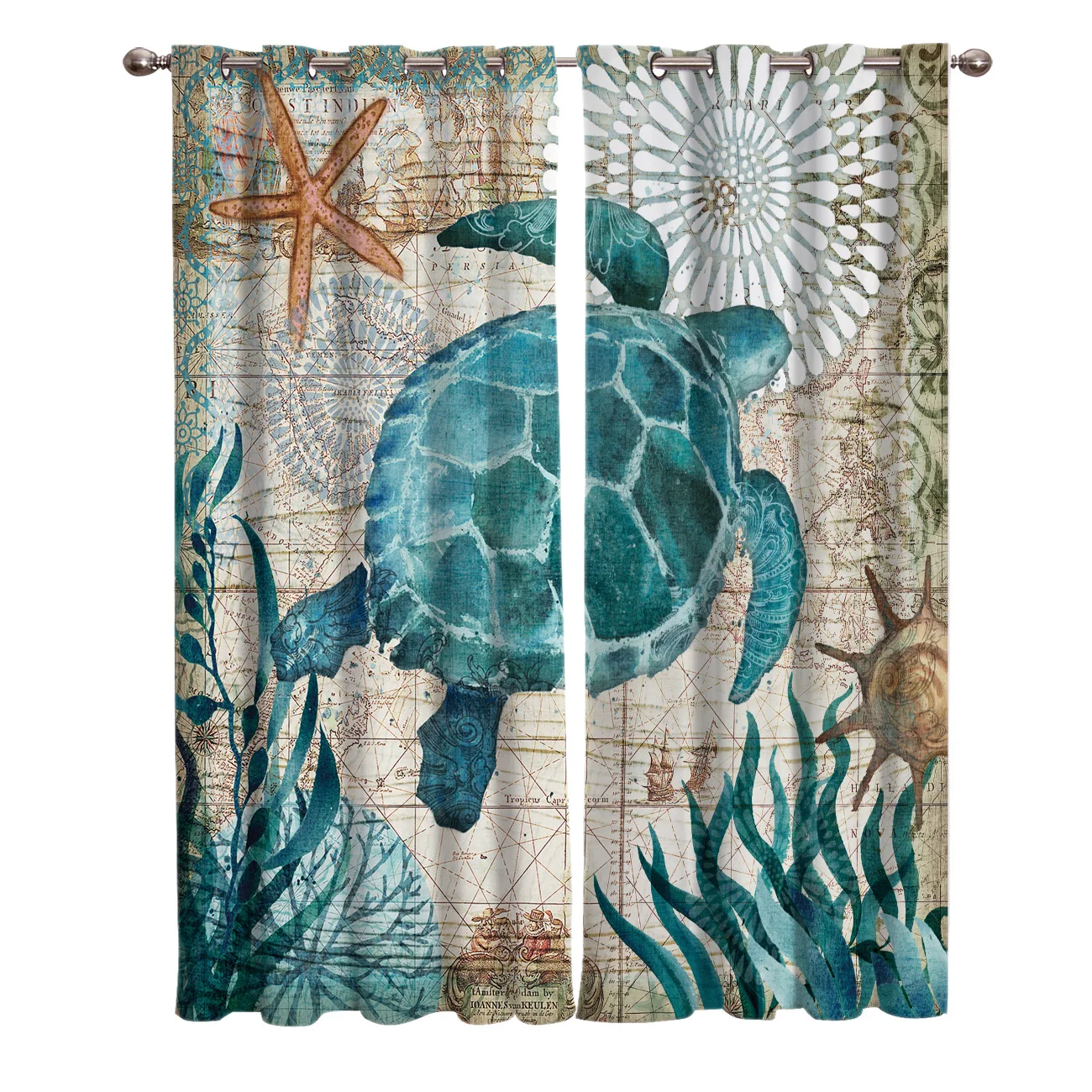 Подводное море морская черепаха жизнь окна шторы гостиная кухня спальня