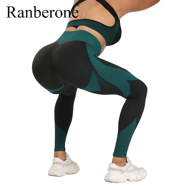 Ranberone 2020 Новые Леггинсы для йоги с высокой талией женские Пуш Ап спортивные