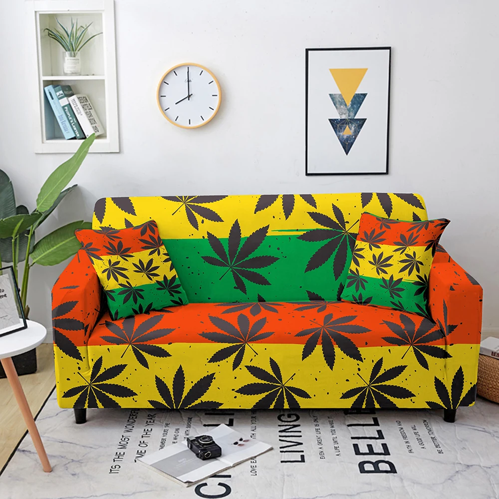 

Эластичный чехол для 1/2/3/4-местного дивана, цветной защитный чехол для дивана, чехлы для дивана с Кленовым листом, эластичные Чехлы для диван...