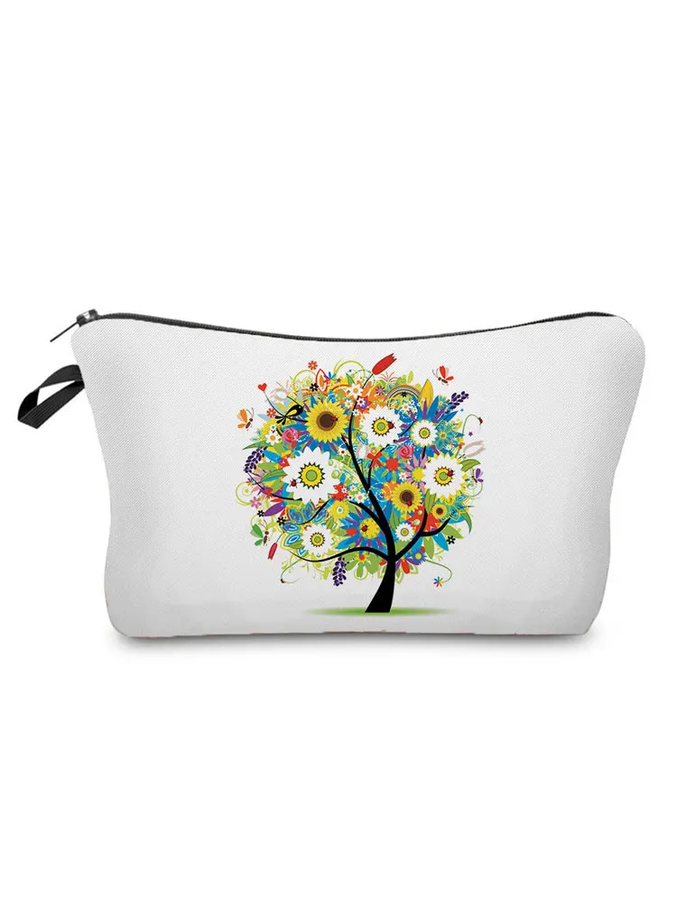 

Colorful Printed Floral Cosmetics Organizer Bag Waterproof Women's Makeup Bag Pretty Storage Bags for Women Small Female Bag