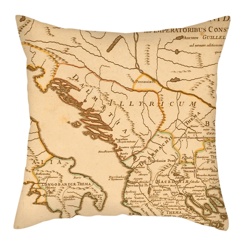 Чехол для подушки Fuwatacchi с картой мира в стиле ретро | Дом и сад