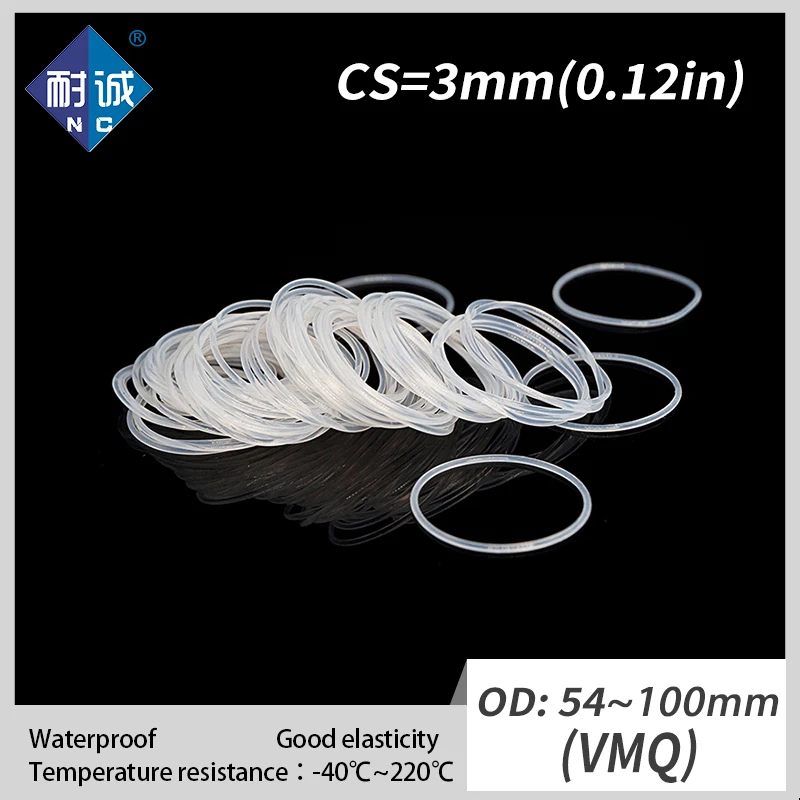 1 шт./лот силиконовое кольцо VMQ CS 3 мм OD54/55/60/65/70/75/80/85/90/95/100 уплотнительное