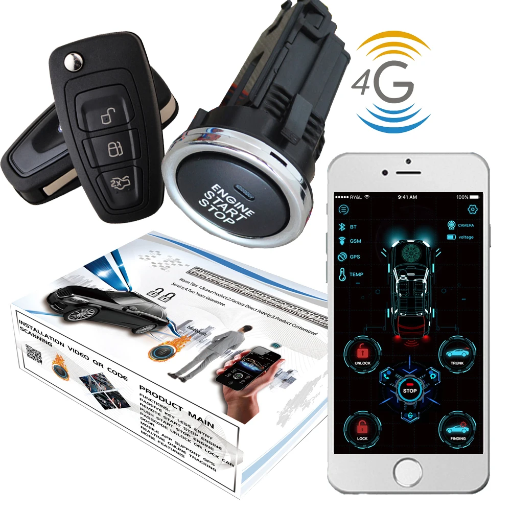 Cardot 4g gps gsm умный дистанционный пусковой пульт дистанционного стартера Pke двигатель старт стоп Авто Автосигнализация Пассивный бесключевой вход