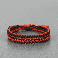 2pcsset handmade knot rope bracelets women men lucky tibetan buddhist woven thread bangles buddha jewelry best friend gifts