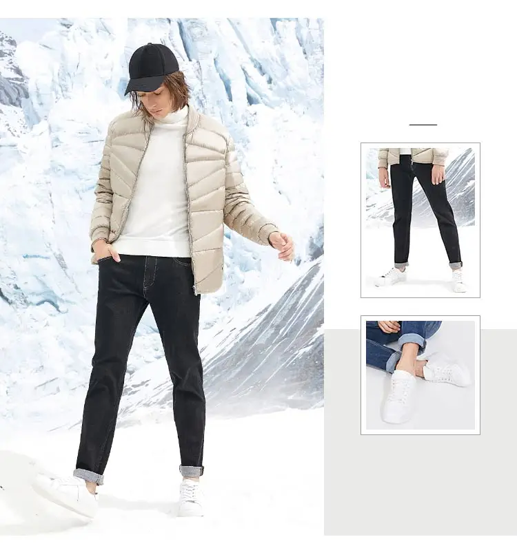 JackJones Для мужчин зимняя куртка Бейсбольным воротником короткая теплая куртка-пуховик 218412507