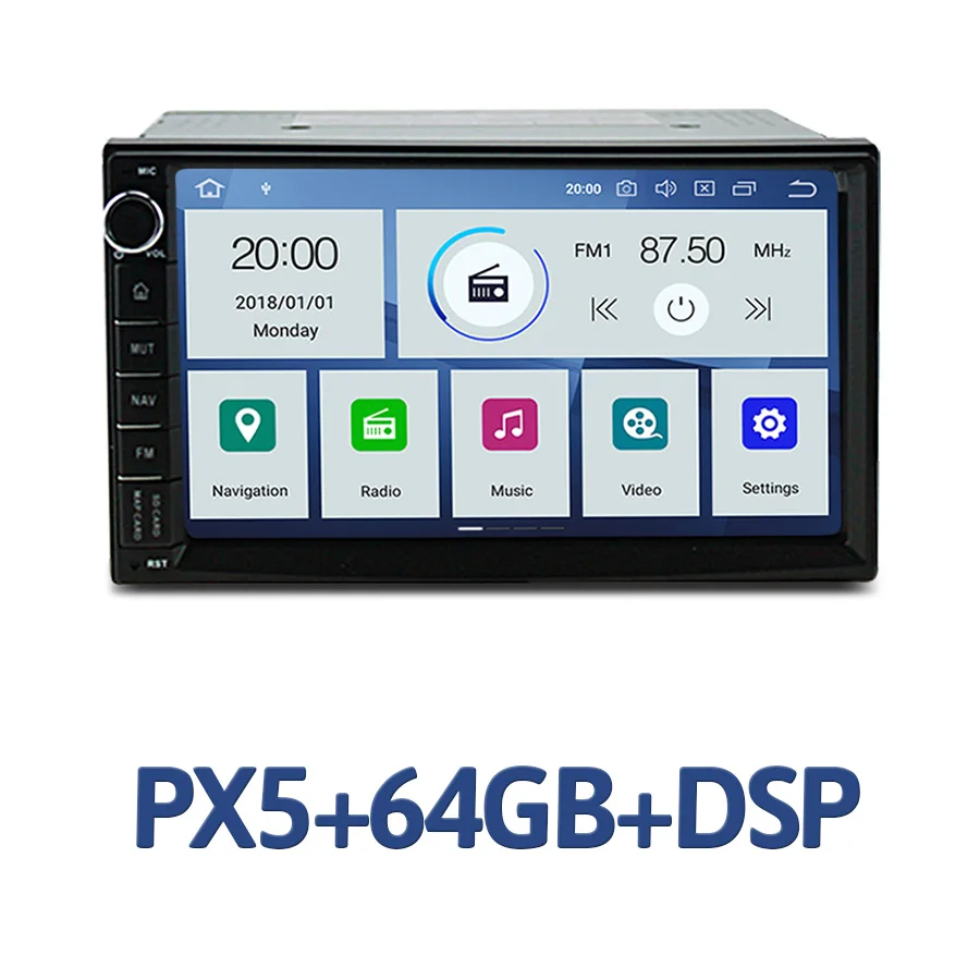 PX5 4GB 64GB DSP PX6 7 ''2 Din Android 9,0 4 Гб ОЗУ 64 Гб 6 ядерный RDS радио gps карта Авторадио Bluetooth wifi Автомобильный мультимедийный плеер для универсального - Цвет: PX5 4GB 64GB DSP