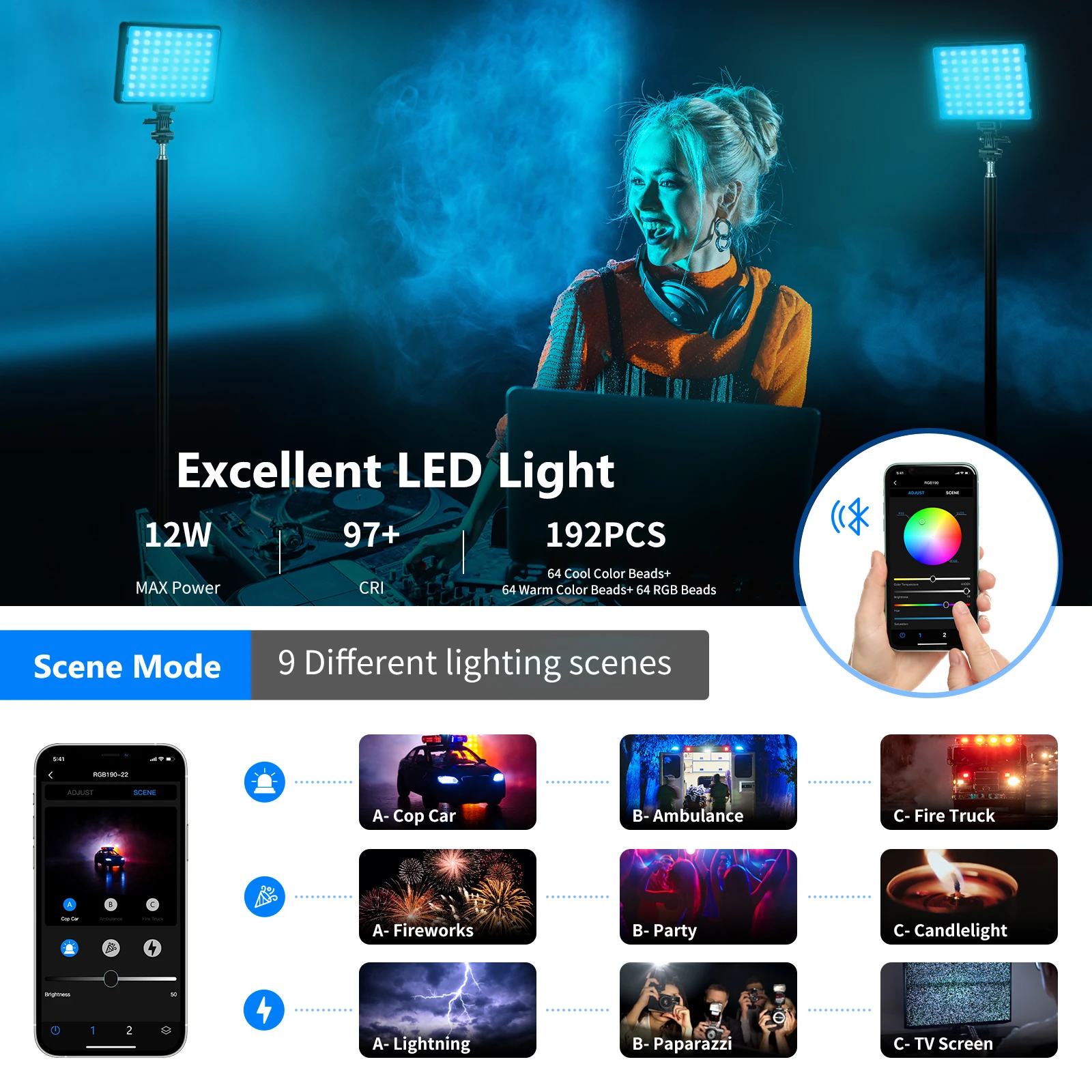 Neewer 2-Pack RGB190 светодиодный светильник для видеосъемки с аккумулятором-управление