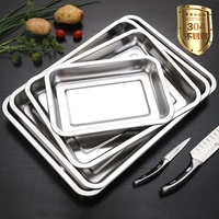 food storage shallow trays stainless steel rectangle steamed sausage baking pan fruit bread pastry dish plates kitchen utensils
