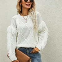 2021 autumn and winter new european and american womens foreign trade womens large size shrink knit pullover sweater