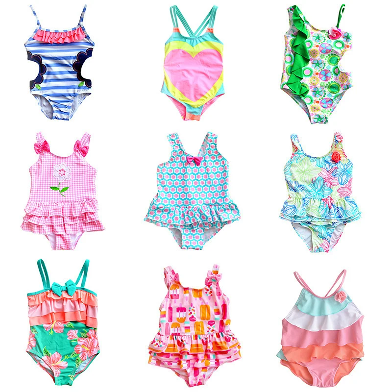 

2021 Swimsuit Children's Baby Middle-Aged Children Cartoon Cute Girl Princess Hot Spring Flower One-Piece Swimsuit
