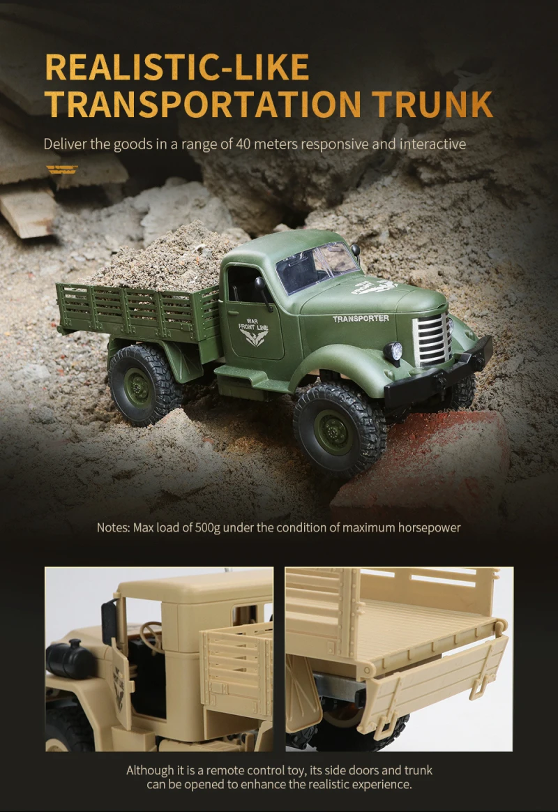 Электрический подарок для мальчика пульт дистанционного управления 4x4 RC Monster Military Car1: 16 езды на автомобиле Рок Гусеничный внедорожный RTR Радиоуправляемая машина