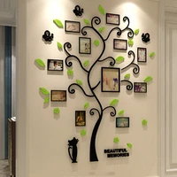 acrylic 3d family photo frame tree wall stickers removable diy art wall poster decals for living room bedroom home decoration