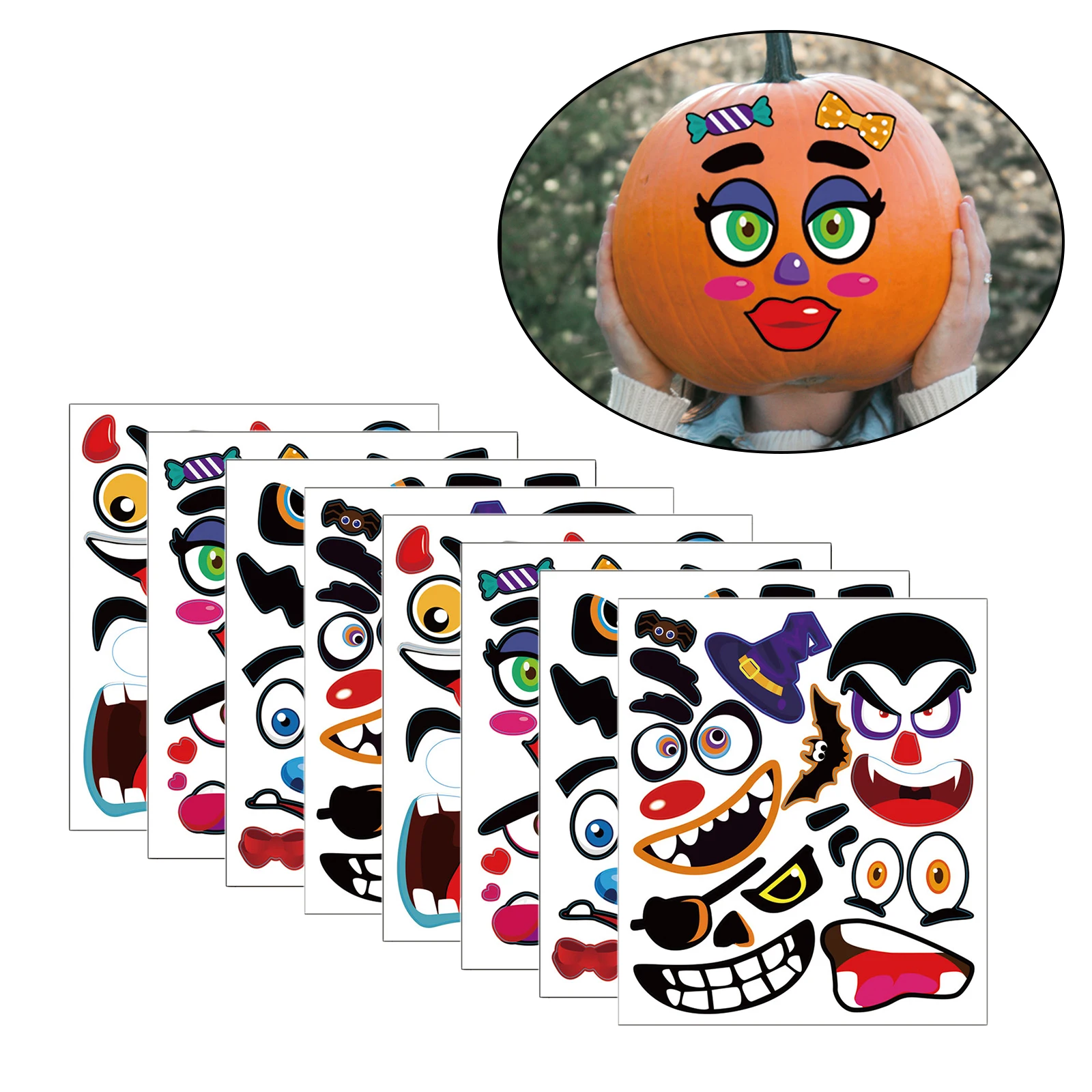 

8 Pieces Funny Interesting Halloween Stickers for Party Kids Teens Gifts
