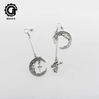gothic pendant earrings for women moon angel cross silver earrings accessory