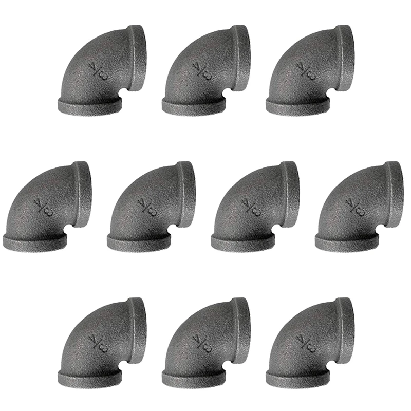 10 Pack Elbow Pipes - 3/4 Inch Plumbing Threaded Pipe 90 Degree Decorative Iron Piping Metal Cast Fittings F | Инструменты
