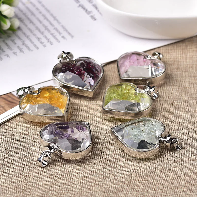 Модные простые натуральные кристаллы подвеска в форме сердца ожерелье для