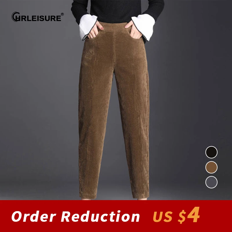 Женские вельветовые леггинсы CHRLEISURE Теплые повседневные с высокой талией для