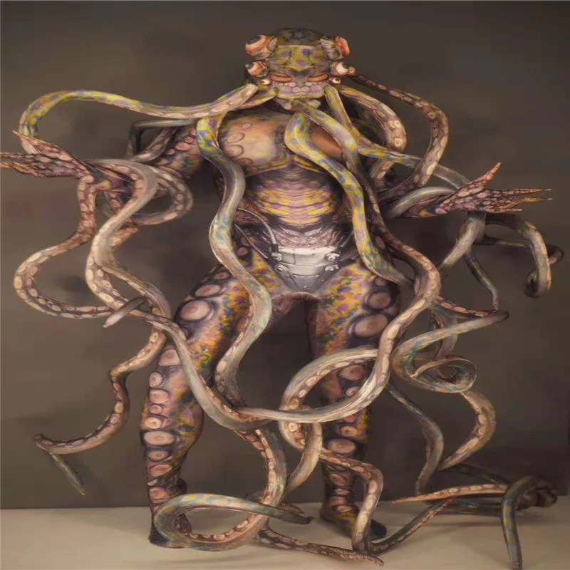 

H133 Singer Pole Dancer Halloween Octopus Set Jumpsuit Elastic Stretched Party Man Female Dj Cosplay Costume Prom Show Model Dj