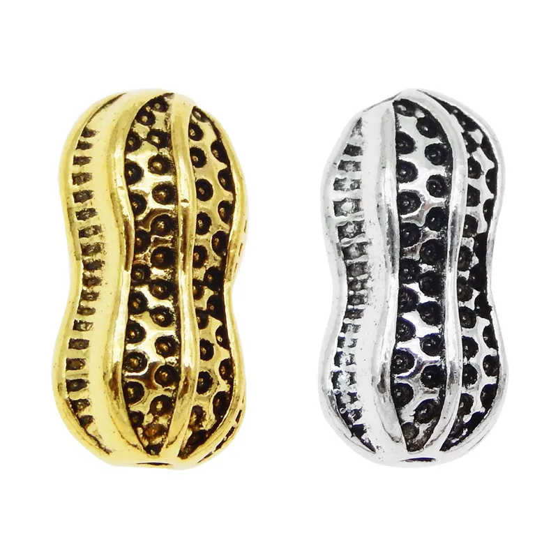 8pcs Alloy Peanut Beads Bracelet Charms Gold Silver color Pendant DIY Necklace Loose Fit Europe Jewelry Making | Украшения и