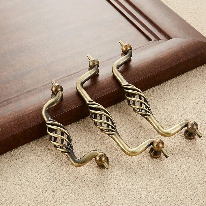 Мульти Стиль старинный Бронзовый Шкаф ручки выдолбленные клетка ящика дверные