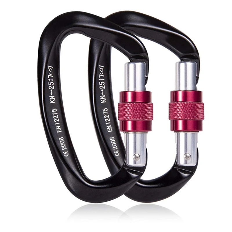 25kn professional climbing carabiner d shape aviation aluminum safety lock outdoor mountaineering equipment free global shipping